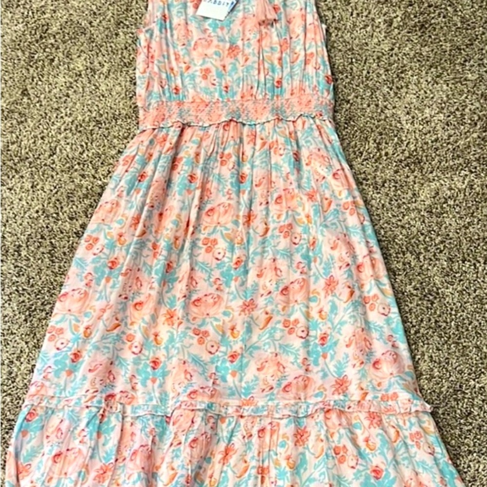 Roller Rabbit Orange and Blue Ruffled Tiered Sundress